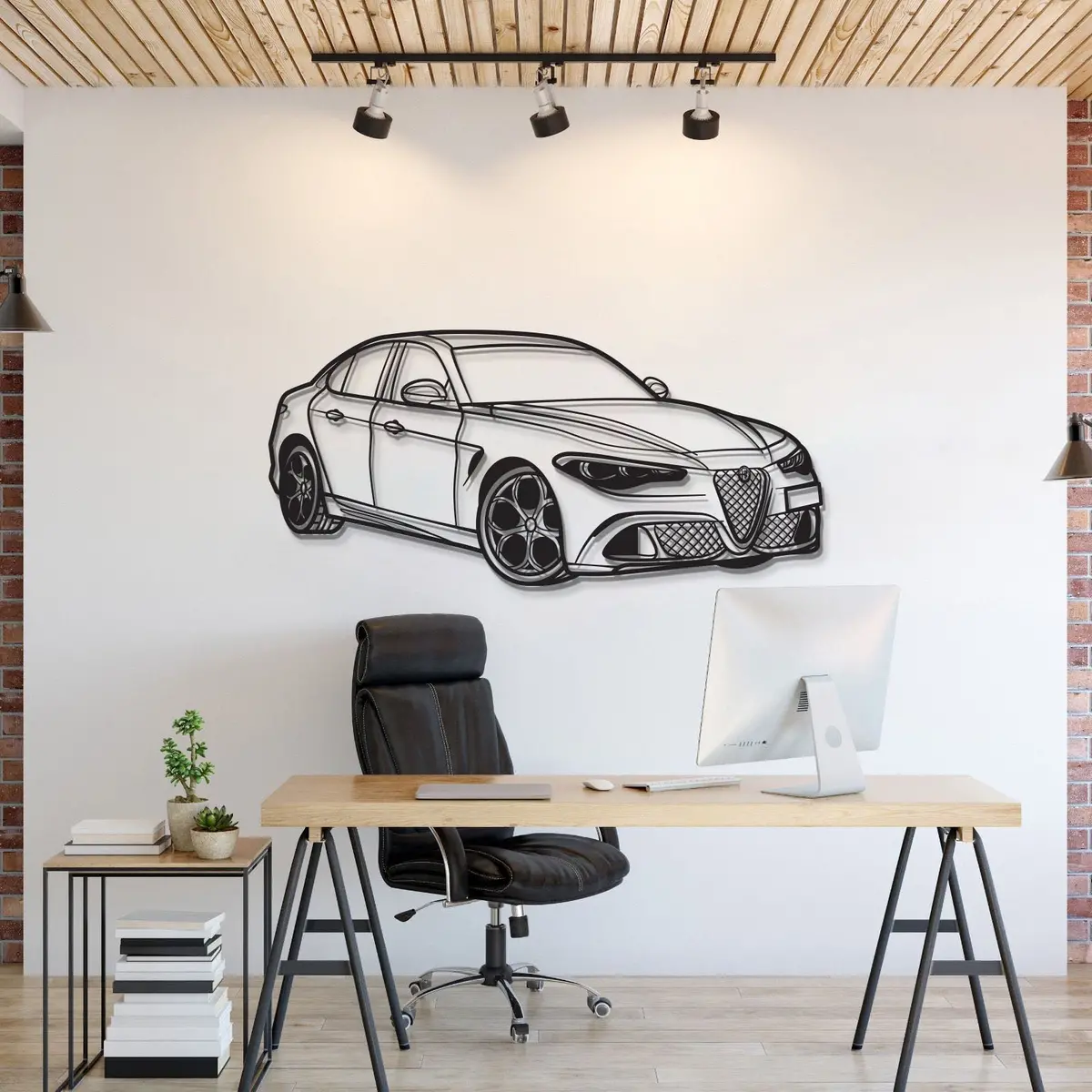 2023 Giulia Quadrifoglio 100Th Anniversary Perspective Metal Car Wall Art - Mt1206 1