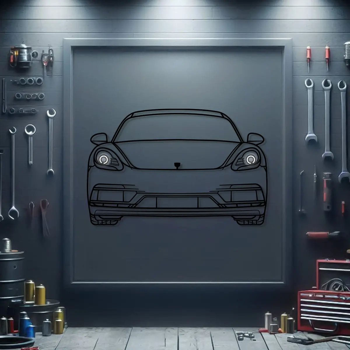 2023 Cayman Gts 4.0 Front View Metal Neon Car Wall Art - Mtn0218 1