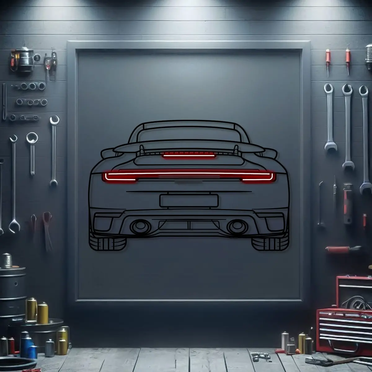 2024 911 Turbo S Back View Metal Neon Car Wall Art -Mtn0251 1