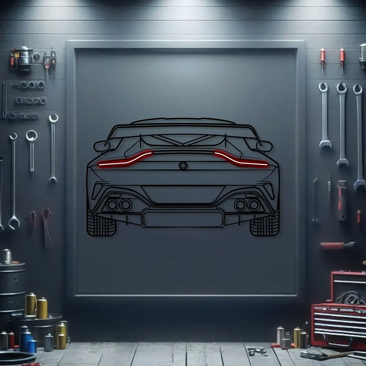 2024 Vantage Back View Metal Neon Car Wall Art - Mtn0219 1