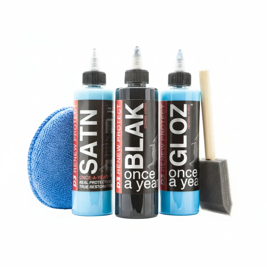 Home Set Or Shop Set W/ 2 Prep - Blak + Gloz + Satn Kit, 100% Oem Color Restoration, Dry Rot Prevention, Rv, Boat, Motorcycle & Golf Cart-Safe 1