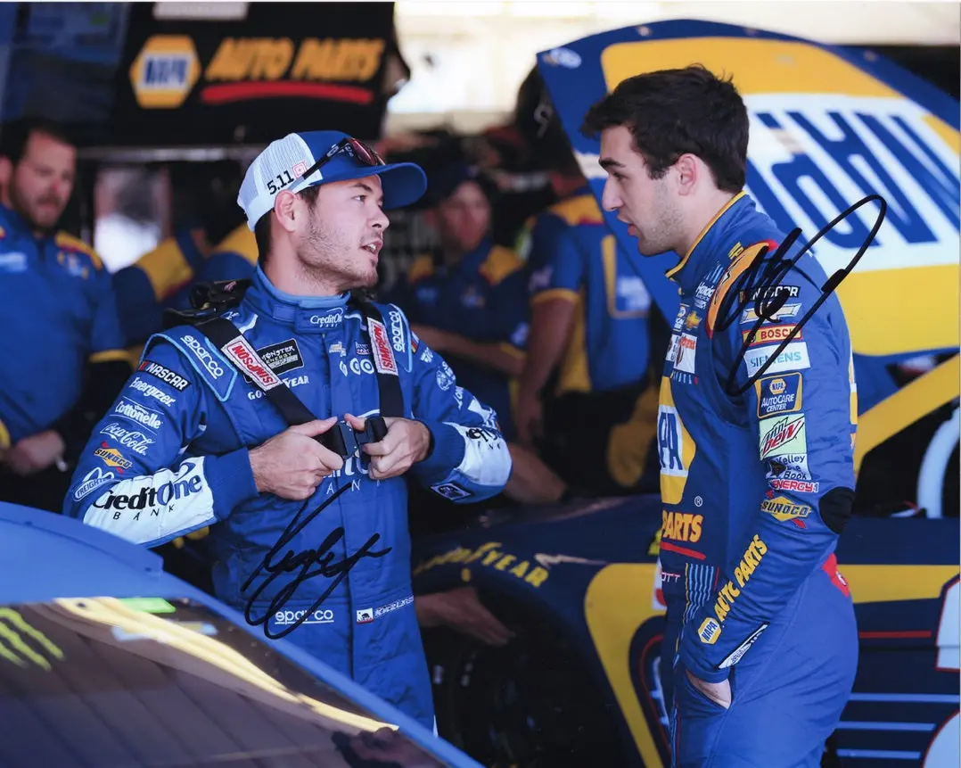 2X Autographed Chase Elliott & Kyle Larson (Hendrick Motorsports) Dual Signed 8X10 Inch Picture Nascar Photo With Coa 1