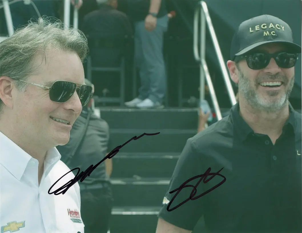 2X Autographed Jeff Gordon & Jimmie Johnson 2023 Nascar Team Owners (Hendrick Motorsports & Legacy Motor Club) Dual Signed 9X11 Inch Picture Nascar Glossy Photo With Coa 1