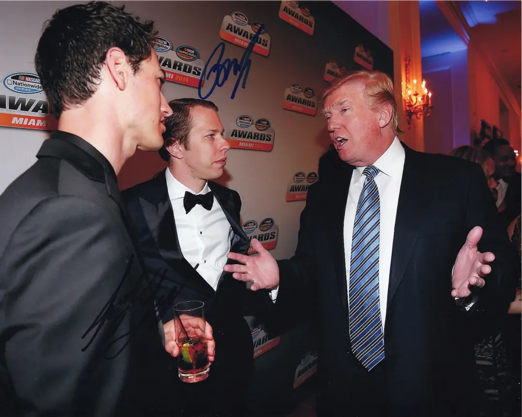2X Autographed Joey Logano & Brad Keselowski 2014 Nascar Awards (President Donald Trump) Dual Signed 8X10 Inch Picture Racing Photo With Coa 1