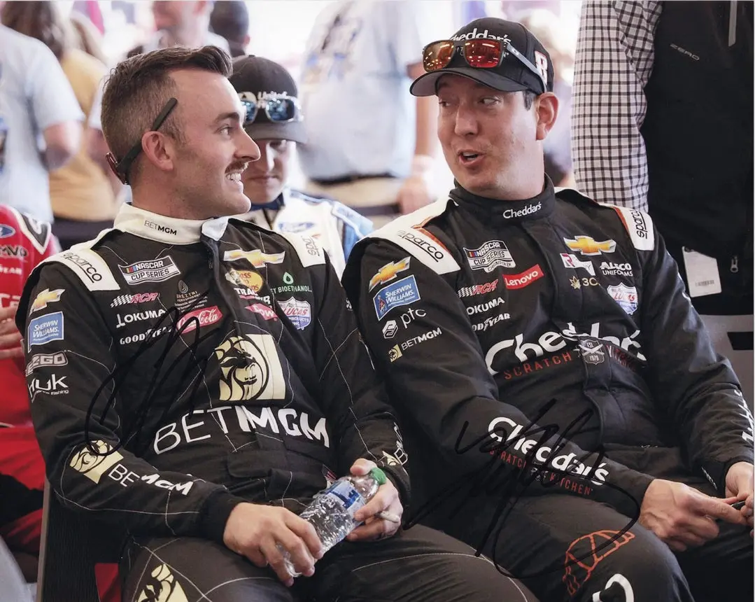 2X Autographed Kyle Busch & Austin Dillon 2023 Richard Childress Racing Team (Driver's Meeting) Dual Signed 8X10 Inch Picture Nascar Photo With Coa 1