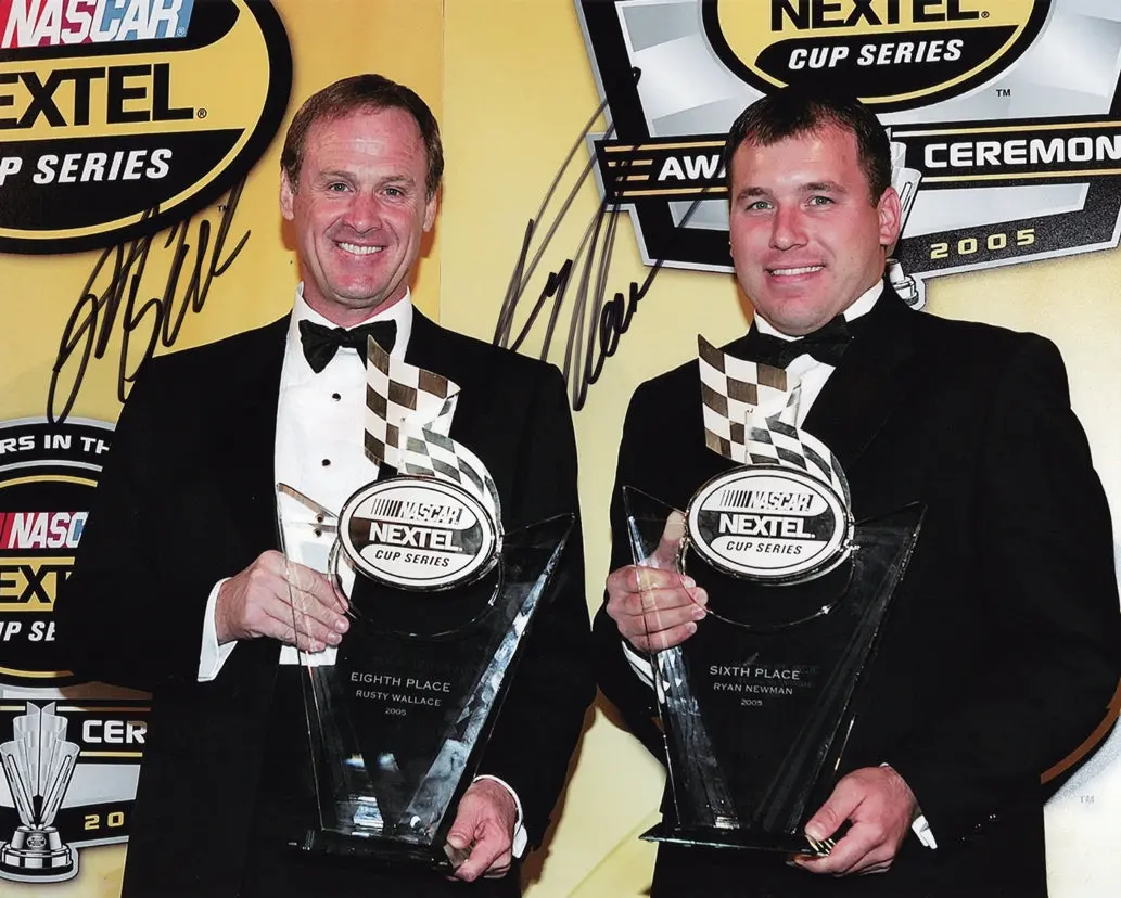 2X Autographed Rusty Wallace & Ryan Newman 2005 Nascar Awards Ceremony (Penske Red Carpet) Dual Signed 8X10 Inch Picture Nascar Glossy Photo With Coa 1