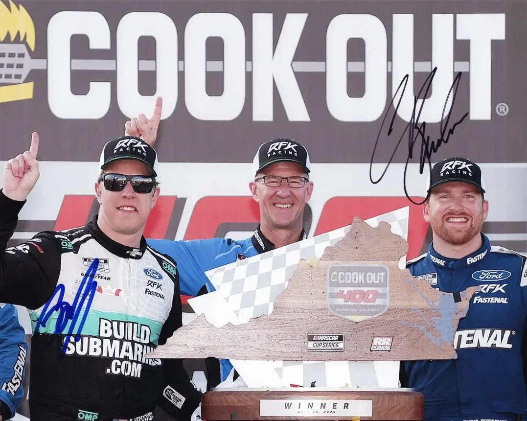 2X Autographed 2023 Chris Buescher & Brad Keselowski #17 Richmond Win (Victory Lane) Dual Signed 8X10 Inch Nascar Glossy Photo With Coa 1