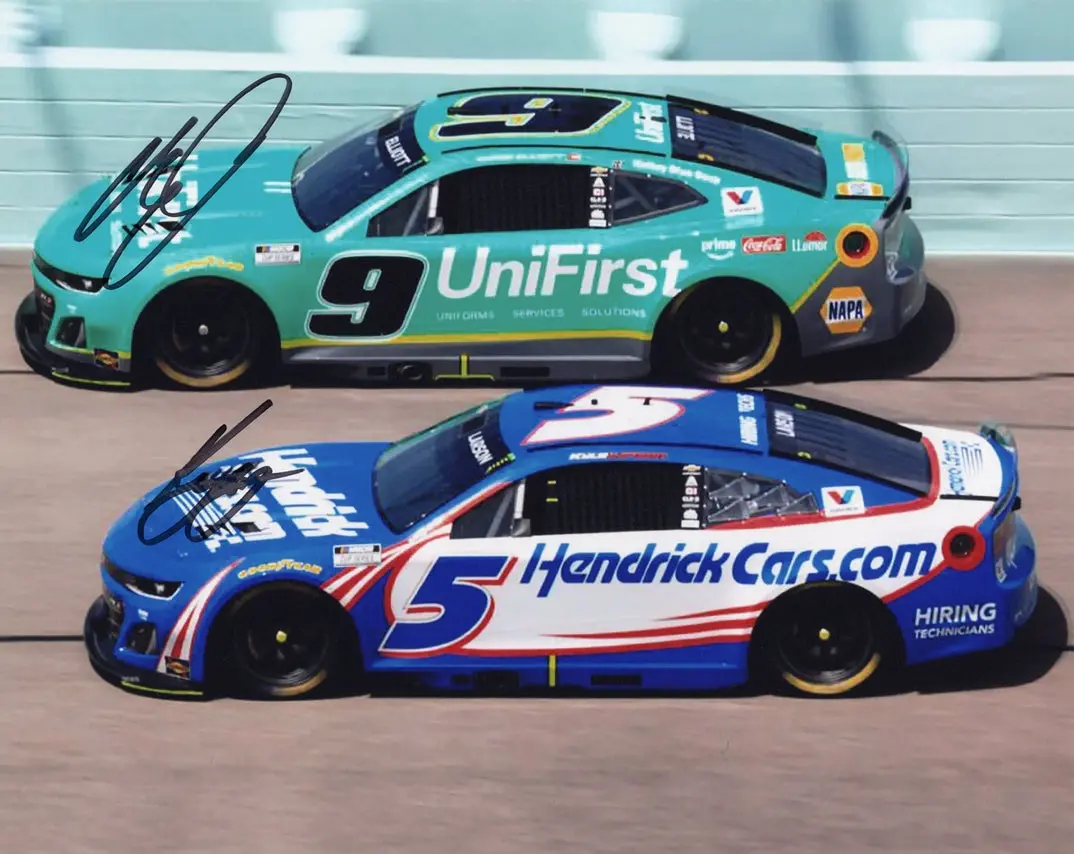 2X Autographed Kyle Larson & Chase Elliott 2025 Homestead-Miami Speedway (Hendrick Motorsports Teammates) Dual Signed 8X10 Inch Picture Nascar Glossy Photo With Coa 1
