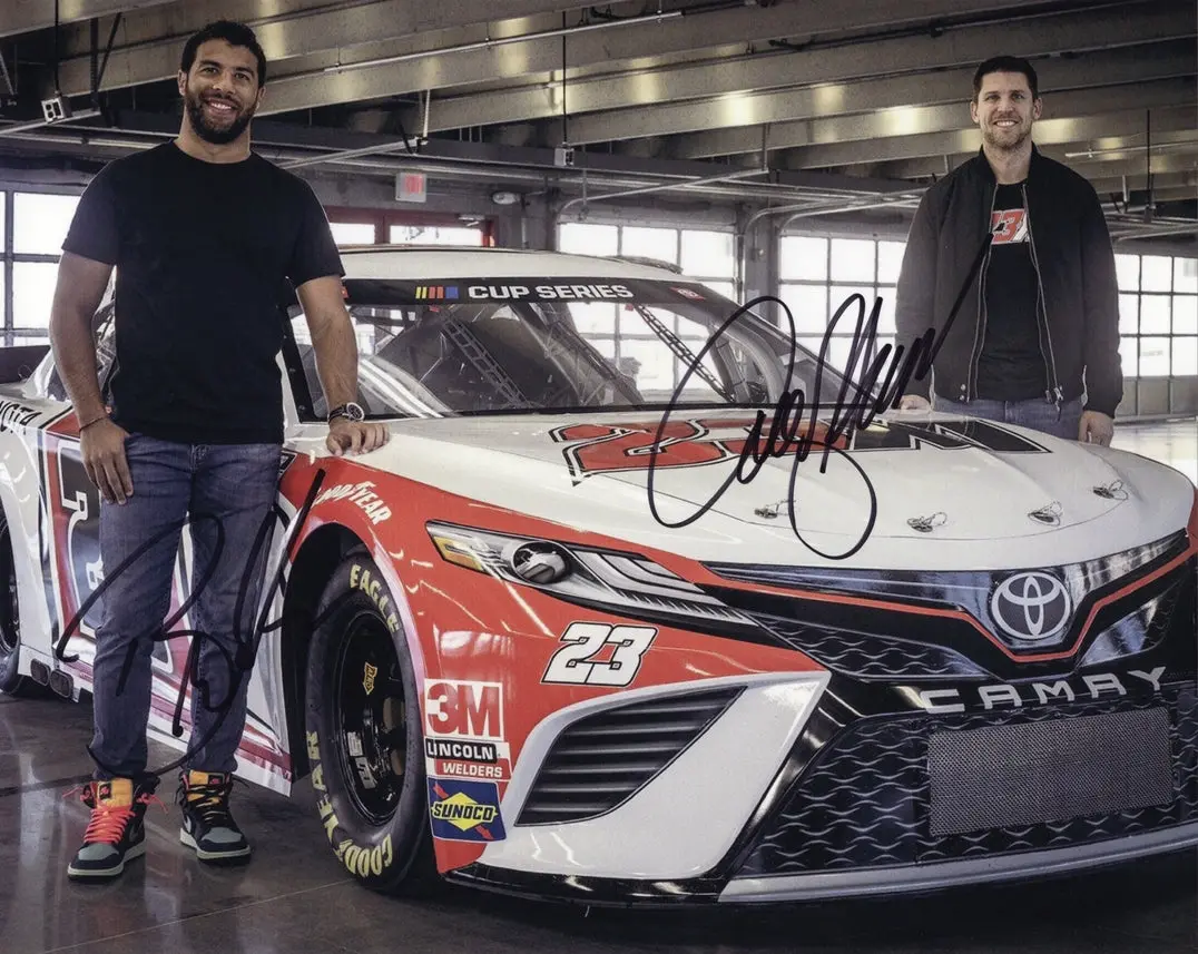 2X Autographed 2021 Bubba Wallace & Denny Hamlin #23 Michael Jordan Toyota Team (23Xu Racing) Dual Signed 8X10 Inch Picture Nascar Glossy Photo With Coa 1