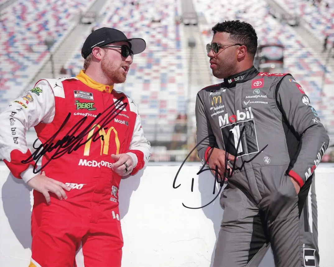 2X Autographed Bubba Wallace & Tyler Reddick 2025 Pit Road Talk - 23Xi Racing Teammates Dual Signed 8X10 Inch Picture Nascar Glossy Photo With Coa 1