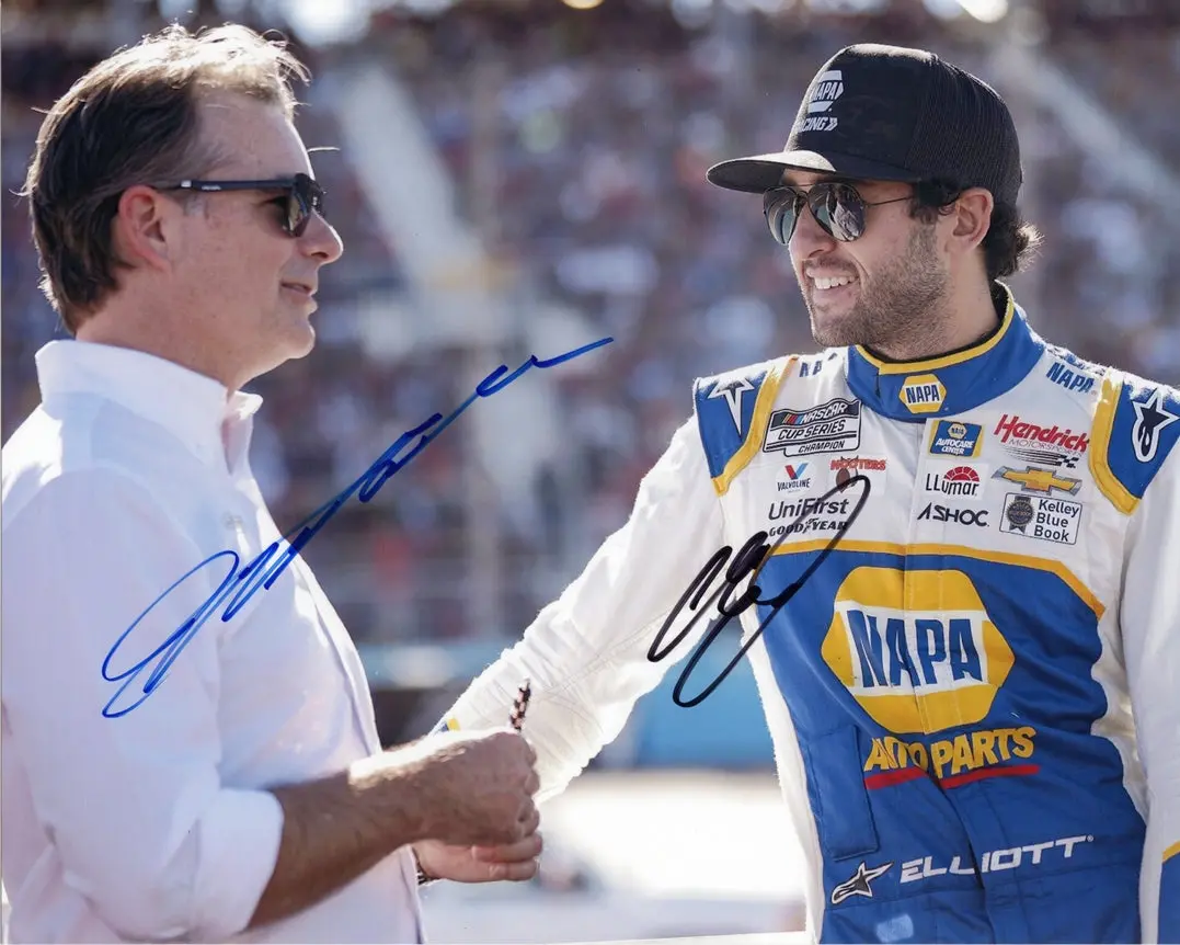 2X Autographed Chase Elliott & Jeff Gordon #9 Napa Racing (Hendrick Motorsports) Pit Road Dual Signed 8X10 Inch Picture Nascar Glossy Photo With Coa 1