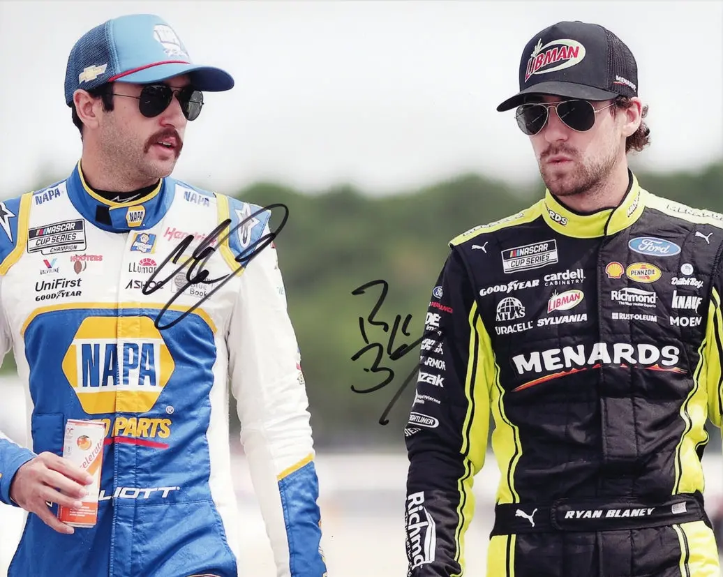 2X Autographed Chase Elliott & Ryan Blaney 2024 Nascar Cup Series (Pit Road Talk) Dual Signed 8X10 Inch Picture Nascar Glossy Photo With Coa 1