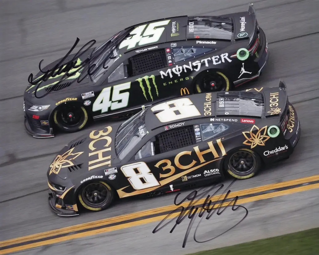 2X Autographed Kyle Busch & Tyler Reddick 2023 Nascar Cup Series (#8 3Chi Team / #45 Monster) Dual Signed 8X10 Inch Picture Nascar Photo With Coa 1