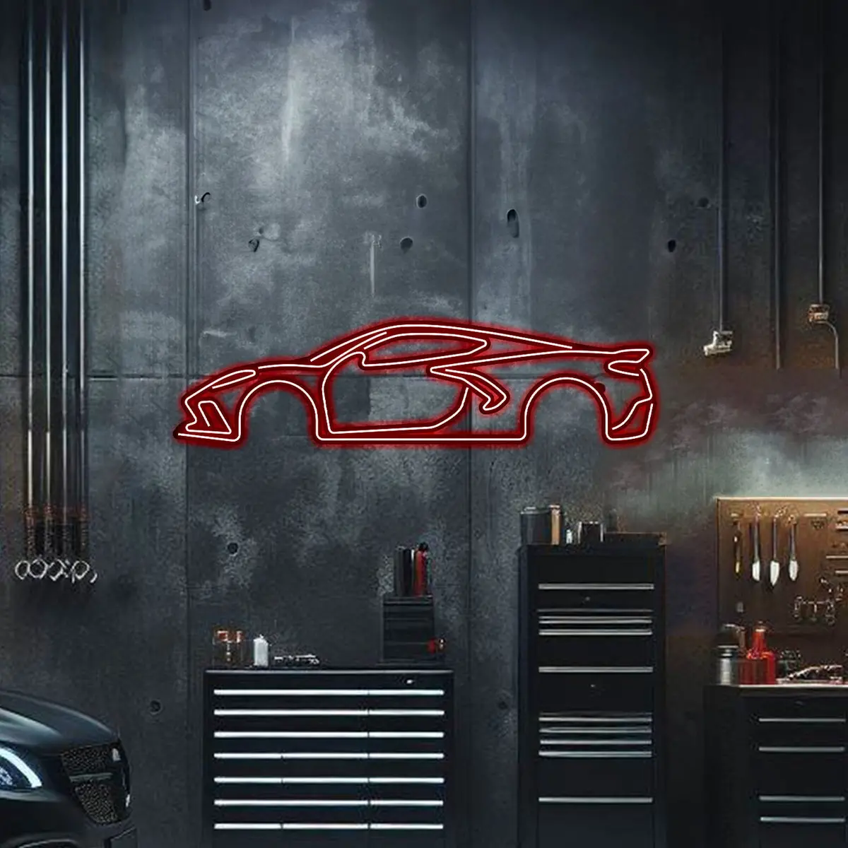 Corvette C8 Metal Neon Car Wall Art - Mtn0022 4
