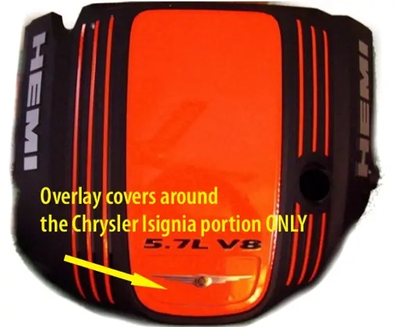 5.7L Engine Cover Front Overlay Decal - 05-08 Chrysler 300C 1