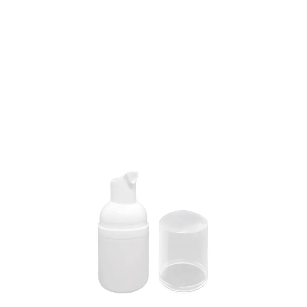 30Ml Hdpe White Round Bottle W/White Foam Pump, 30Mm 1
