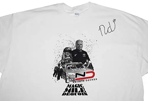 Autographed 2018 Natalie Decker #25 Dequoin Magic Mile Race Venturini Arca Series Rare Custom & Limited Signed Nascar Xxl White Shirt With Coa (1 Of Only 50 Produced) 2