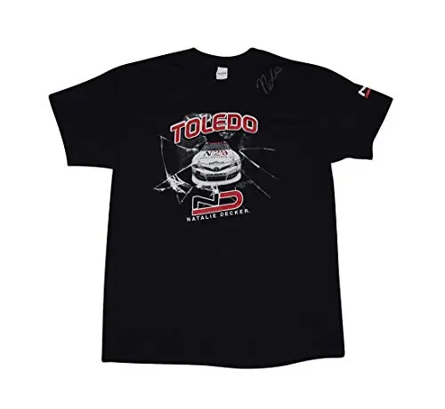 Autographed 2018 Natalie Decker #25 Toledo Speedway Race (Venturini Motorsports) Arca Series Rare Custom & Limited Signed Collectible Nascar Large Black Shirt With Coa (1 Of Only 50 Produced) 1