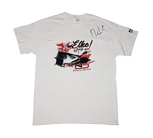 Autographed 2018 Natalie Decker #25 Elko Speedway Race (Venturini Motorsports) Arca Series Rare Custom & Limited Signed Collectible Nascar Large White Shirt With Coa (1 Of Only 50 Produced) 1