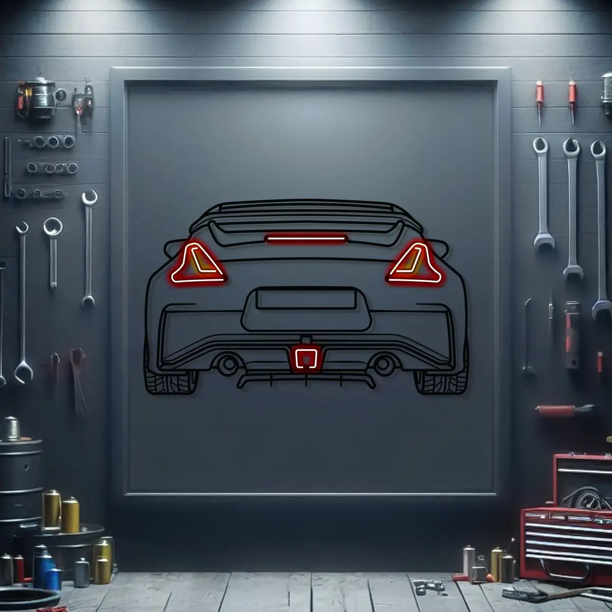 370Z Back View Metal Neon Car Wall Art - Mtn0069 1
