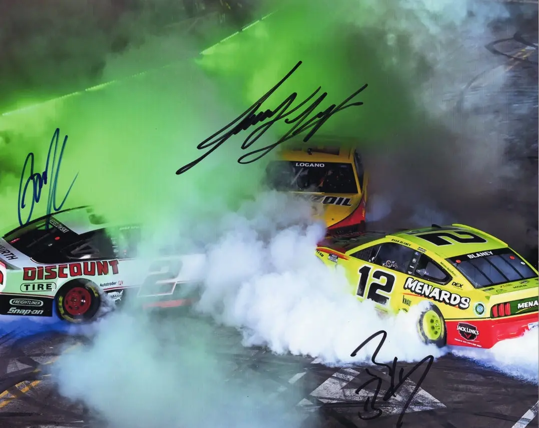 3X Autographed Joey Logano / Ryan Blaney / Brad Keselowski 2021 Penske Nashville Awards (Triple Burnout) Signed 8X10 Inch Picture Nascar Glossy Photo With Coa 1