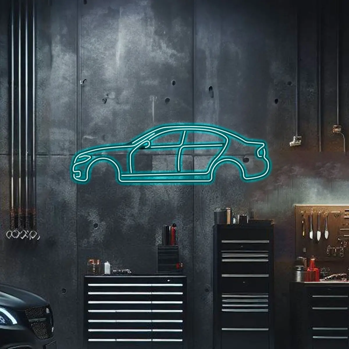 BMW E90 Neon Wall Art – Illuminated Metal Car Decor - Image 6