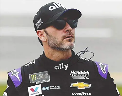 Autographed 2019 Jimmie Johnson #48 Ally Bank Racing Pit Road Pre-Race (Hendrick Motorsports) Monster Cup Series Signed Collectible Picture 8X10 Inch Nascar Glossy Photo With Coa 1