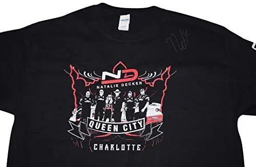 Autographed 2018 Natalie Decker #25 Charlotte Race (Queen City) Venturini Arca Series Rare Custom & Limited Signed Collectible Nascar Large Black Shirt With Coa (1 Of Only 50 Produced) 2