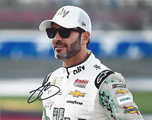 Autographed 2019 Jimmie Johnson #48 Ally Racing Patriotic Camo Paint Scheme (Coca-Cola 600 Race) Pit Road Hendrick Motorsports Signed Collectible Picture 8X10 Inch Nascar Glossy Photo With Coa 1