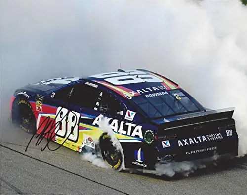 Autographed 2019 Alex Bowman #88 Axalta Racing Chicagoland Speedway Race Winner (Victory Burnout) Signed Collectible Picture Nascar 8X10 Inch Glossy Photo With Coa 1