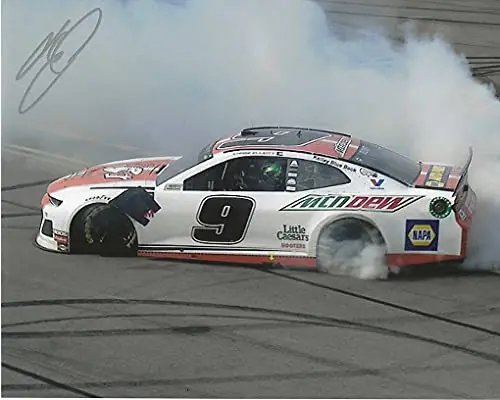 Autographed 2019 Chase Elliott #9 Little Caesars Racing Talladega Race Win (Victory Burnout) Hendrick Motorsports Monster Cup Series Signed Picture 8X10 Inch Nascar Glossy Photo With Coa 1