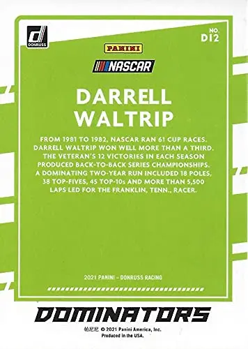 Autographed Darrell Waltrip 2021 Panini Donruss Racing Dominators (#11 Mountain Dew) Insert Signed Collectible Nascar Trading Card With Coa 2