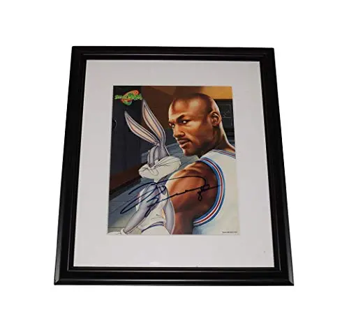 Autographed Michael Jordan 1996 Warner Bros Space Jam Movie (Bugs Bunny) Extremely Rare Signed Picture Vintage 8X10 Inch Photo With 13X15 Inch Frame And Coa 1