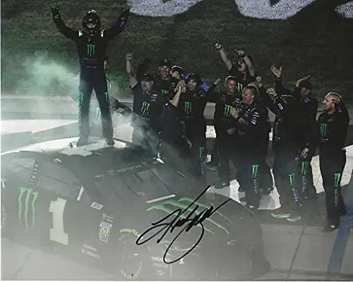 Autographed 2020 Kurt Busch #1 Monster Energy Team Las Vegas Race Win (Pit Crew Victory Celebration) Ganassi Racing Nascar Cup Series Signed Picture 8X10 Inch Glossy Photo With Coa 1