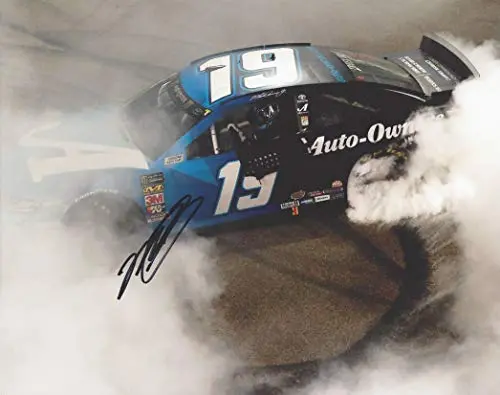 Autographed 2019 Martin Truex Jr. #19 Auto-Owners Toyota Richmond Race Win (Victory Burnout Celebration) Monster Cup Series Joe Gibbs Signed Collectible Picture 8X10 Inch Nascar Glossy Photo With Coa 1