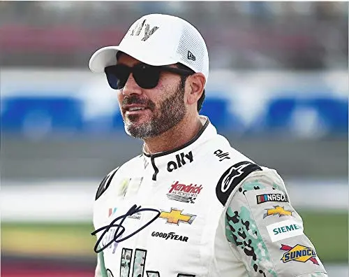 Autographed 2019 Jimmie Johnson #48 Ally Racing Patriotic Camo Paint Scheme (Coca-Cola 600 Race) Pit Road Hendrick Motorsports Signed Collectible Picture 8X10 Inch Nascar Glossy Photo With Coa 1