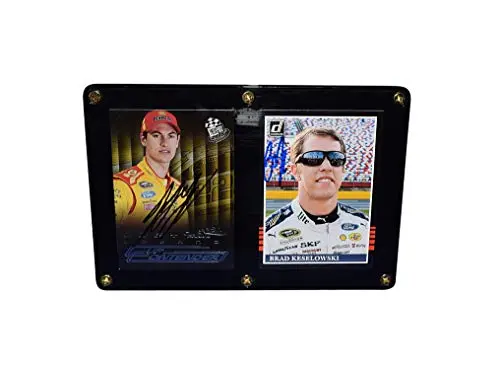 2X Autographed Joey Logano & Brad Keselowski Two Card Display Case (4.5X6.5 Inch) Team Penske Drivers (#22 Pennzoil - #2 Miller Lite) Dual Signed Nascar Trading Card Framed Set With Coa 1
