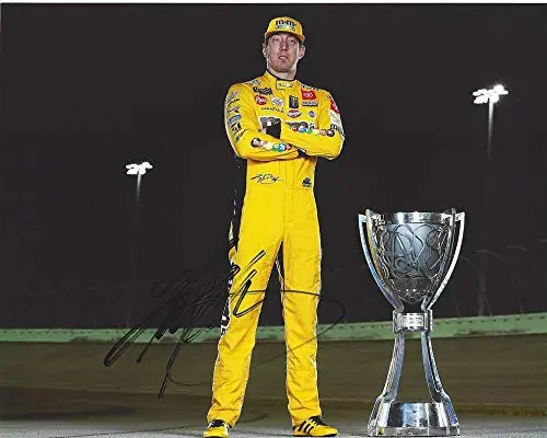 Autographed 2019 Kyle Busch #18 M&Ms Team Monster Energy Cup Series Champion (Homestead Trophy Pose) Joe Gibbs Racing Signed Collectible Picture 8X10 Inch Nascar Glossy Photo With Coa 1
