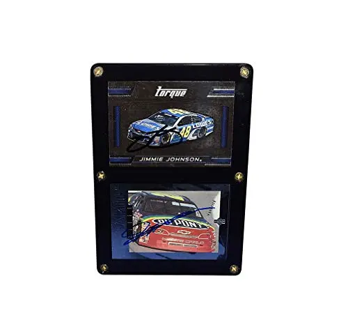 2X Autographed Jeff Gordon & Jimmie Johnson Two Card Display Case (4.5X6.5 Inch) Hendrick Motorsports Drivers Dual Signed Nascar Trading Card Framed Set With Coa 1