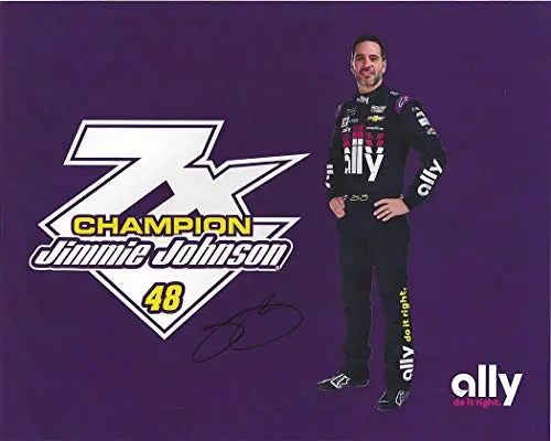Autographed 2019 Jimmie Johnson #48 Ally Racing 7X Champion (New Sponsor) Hendrick Motorsports Monster Cup Series Signed Collectible Picture 8X10 Inch Nascar Hero Card Photo With Coa 1
