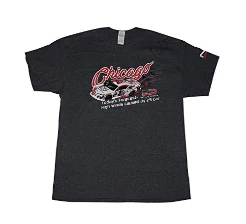 Autographed 2018 Natalie Decker #25 Chicagoland Speedway Race (Venturini Motorsports) Arca Series Rare Custom & Limited Signed Collectible Nascar Large Dark Gray Shirt With Coa (1 Of Only 50 Produced) 1