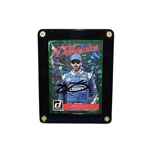 Autographed Jimmie Johnson 2018 Donruss Elite Racing Dominator (Green Parallel) Hendrick Motorsports Signed Nascar Collectible Framed Trading Card With Coa 1