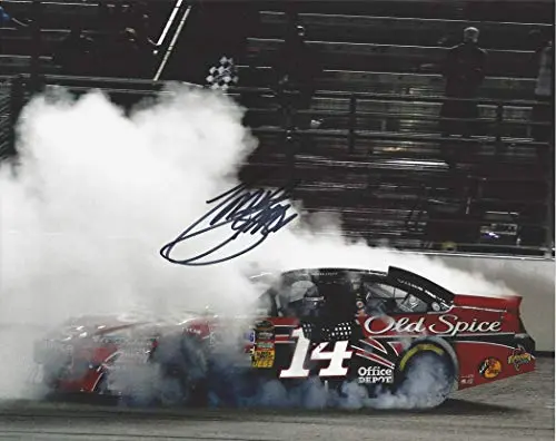 Autographed 2010 Tony Stewart #14 Old Spice Racing Atlanta Race Win (Victory Burnout Celebration) Rare Signed Collectible Picture Nascar 8X10 Inch Glossy Photo With Coa 1