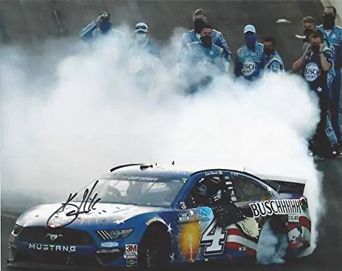 Autographed 2020 Kevin Harvick #4 Buschhhhh Light Racing Patriotic Indianapolis Race Win (Victory Burnout) Nascar Cup Series Signed Collectible Picture 8X10 Inch Glossy Photo With Coa 1