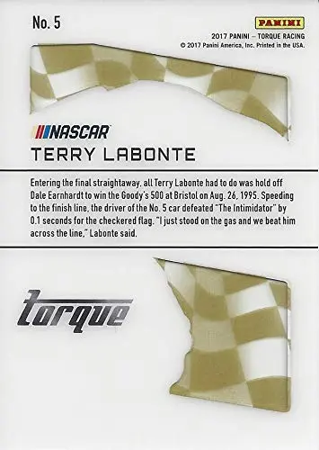 Autographed Terry Labonte 2017 Panini Torque Racing Clear Vision (#5 Kelloggs Team) Hendrick Motorsports Insert Signed Nascar Collectible Trading Card With Coa #028/149 2