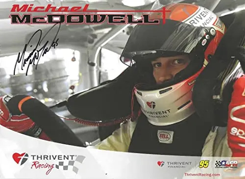 Autographed 2015 Michael Mcdowell #95 Thrivent Team Official Hero Card (Levine Family Racing) Rare Signed Picture 9X11 Inch Nascar Photo With Coa 1