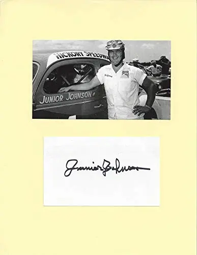 Autographed Junior Johnson (Vintage) Pre-Race Pit Road Black & White Collectible Picture 9X11 Matte With 3X5 Autograph Card & 4X6 Nascar Glossy Photo With Coa 1