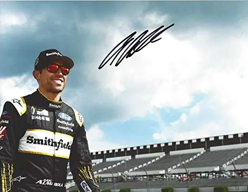 Autographed 2018 Aric Almirola #10 Smithfield Racing Pit Road Walk (Stewart-Haas Team) Monster Energy Cup Series Signed Collectible Picture Nascar 9X11 Inch Glossy Photo With Coa 1