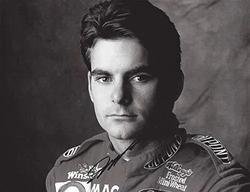 Autographed Jeff Gordon #24 Dupont Racing Media Day Pose (Rainbow Warrior) Black And White Vintage Winston Cup Series Signed Collectible Picture 9X11 Inch Nascar Glossy Photo With Coa 1
