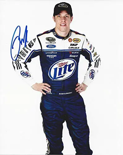 Autographed Brad Keselowski #2 Miller Lite Racing Media Day Pose (Sprint Cup Series) Team Penske Signed Collectible Picture Nascar 8X10 Inch Glossy Photo With Coa 1
